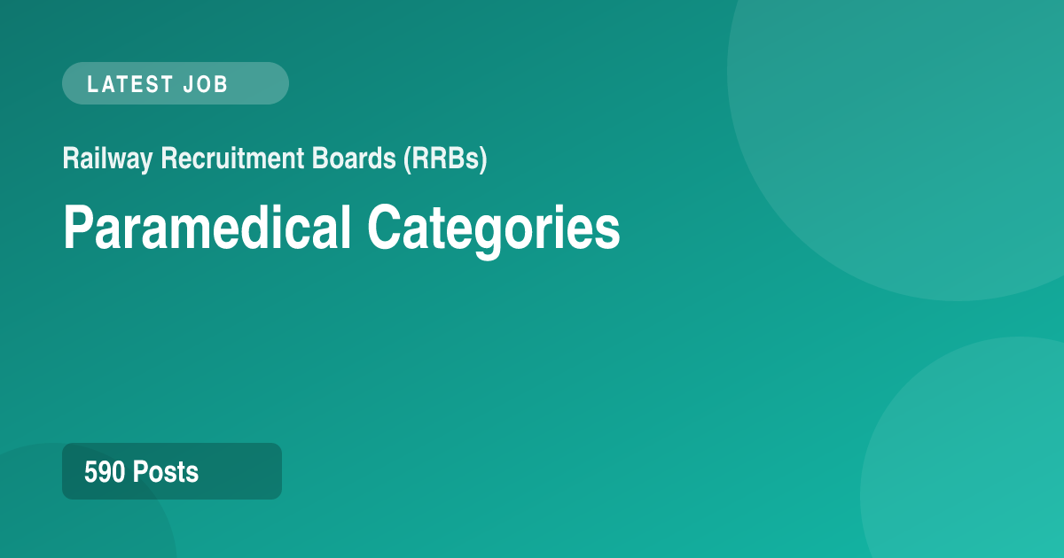 RRB Paramedical Categories Recruitment 2026 – Apply Online for 590 Posts