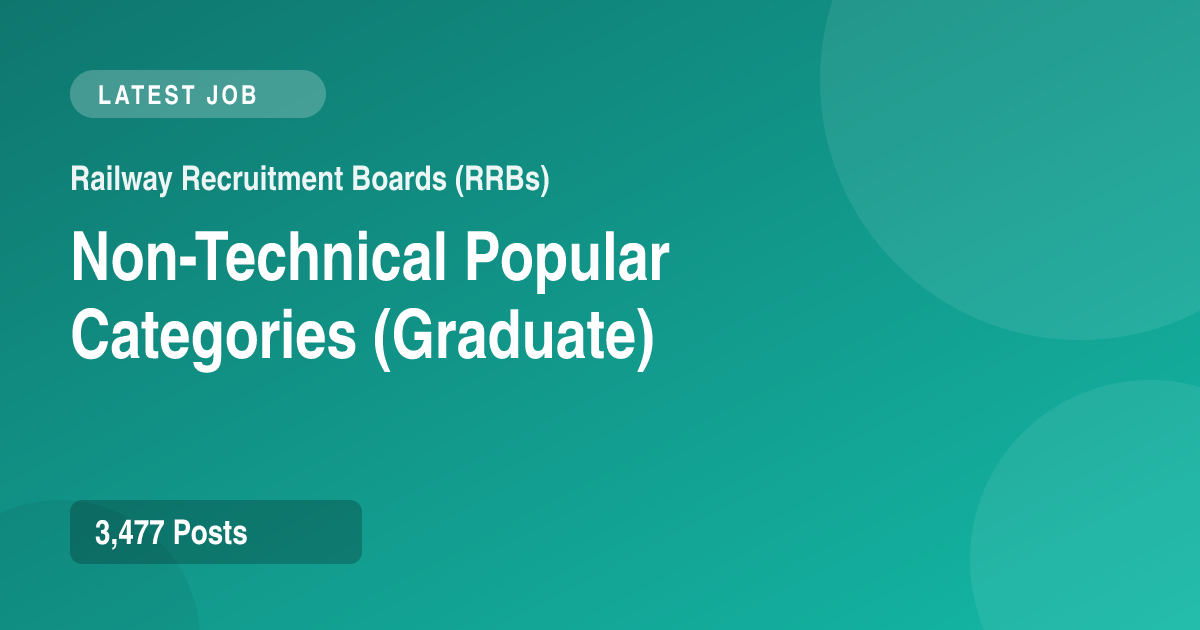 RRB NTPC Graduate Recruitment 2026 – Apply Online for 3477 Posts